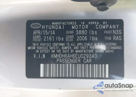 2014 Hyundai Elantra из США, поврежденный, VIN KMHDH6AH6EU029340